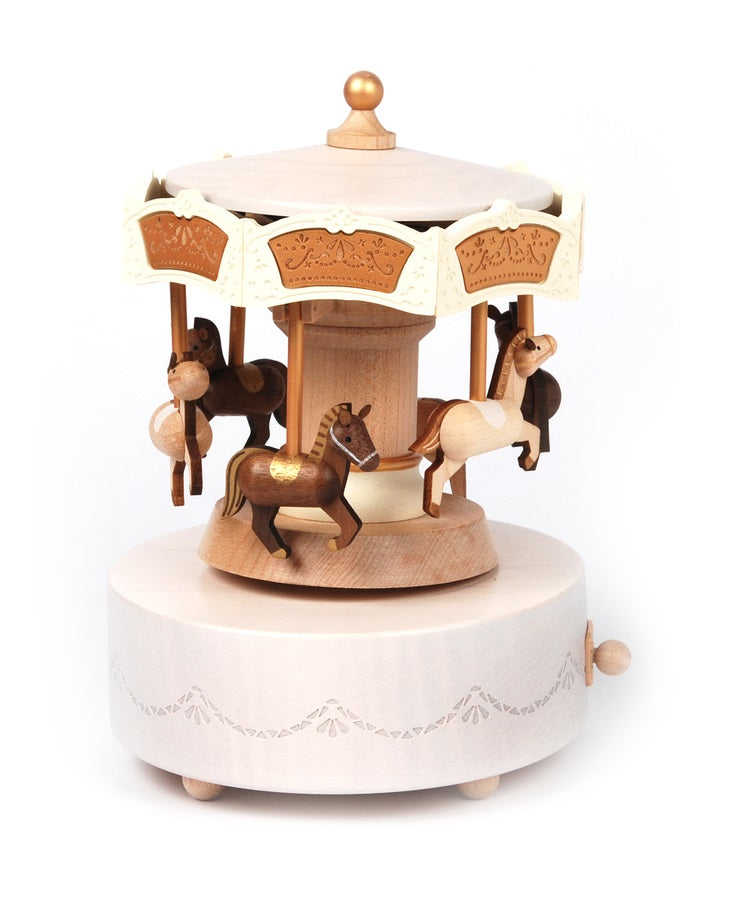 Wooden Music Box Horse Carousel